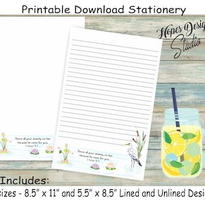 JW letter writing stationery - instant PDF & WORD digital files/egret pond design/jw ministry supplies - print at home