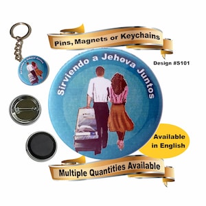JW Spanish/#S101/JW pin,refrigerator magnet,jw keychain &#39;Serving Jehovah Together&#39;/convention/jw.org/baptism gift/jw ministry/pioneer gift
