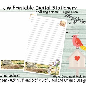 Cancelleria per lettere JW - file digitali PDF e WORD istantanei/in attesa di progettazione postale/forniture ministeriali JW - stampa a casa