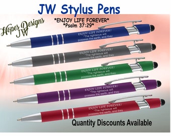 JW Gifts/Stylus Pens - Enjoy Life Forever Psalm 37:29/JW ministry/jw letter writing/jw service year/jw baptism gift/jw pioneer gift