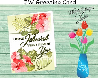 Floral JW Greeting Card: Tropical Hibiscus Design
