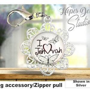 I Heart Jehovah Flower Bag Charm: JW Pioneer Gift