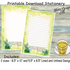 Cancelleria per lettere JW - file digitali PDF e WORD istantanei/design di piante grasse acquerello giallo verde/forniture ministeriali jw/stampa a casa