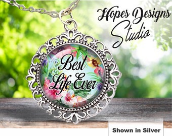 Cadeaux JW/Collier floral tropical Best Life Ever/jw.org/cadeau pionnier jw/cadeau baptême jw/cadeau congrès/articles JW/accessoires JW/bijoux JW