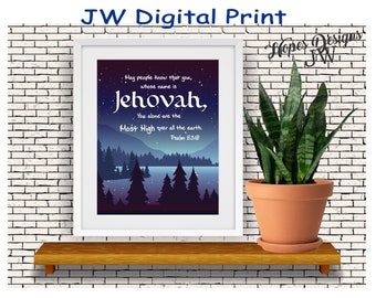 JW digital print/starry night sky - Jehovah is the Most High design/8"x10" PDF file/jw ministry/JW wall art/jw gifts/jw.org/best life ever