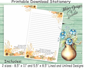 JW letter writing stationery - instant PDF & WORD digital files/autumn floral design/jw ministry supplies - print at home