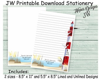 JW letter writing stationery - instant PDF & WORD digital file/lighthouse design/jw ministry supplies - print at home