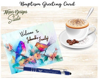 JW Baptism Greeting Card: Watercolor Bird Design