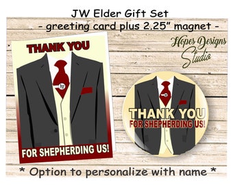 JW Elder gift set JW greeting card plus magnet/suit design/shepherding gift/jw gifts/jw ministry/jw.org/jw cards/jw elder/jw letter writing