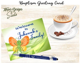 JW Baptism Greeting Card: Butterfly Design - Quantity Discounts - JW Gifts