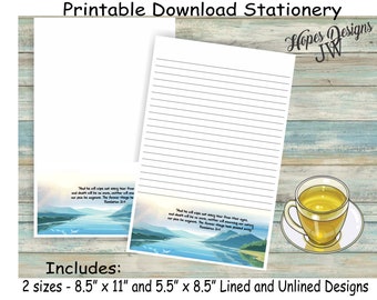 JW letter writing stationery - instant PDF & WORD digital files/mountain lake design Rev 21:4/jw ministry supplies - print at home