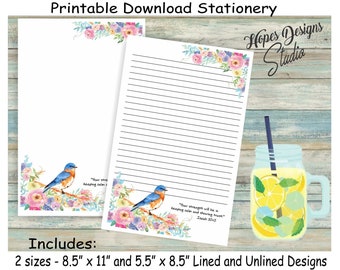 Blue Bird Floral Stationery: JW Letter Writing, Printable PDF & Word