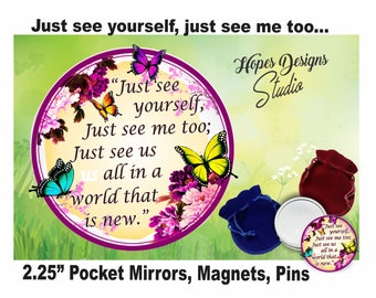 Floral Butterfly Pocket Mirror: JW Gift, Convention, Baptism (2.25&quot;)
