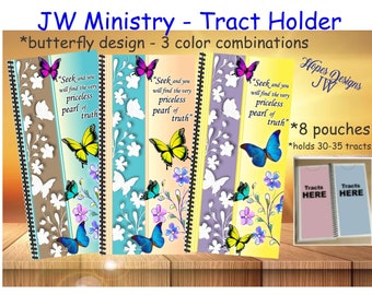 JW gifts/JW tract holder/jw ministry organizer/butterflies flowers/3 color options/jw.org/jw ministry/best life ever/pioneer baptism gift