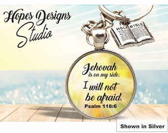 JW gifts/JW keychain ''Jehovah is on my side; I will not be afraid' Psalm 118:6/jw.org/pioneer gift/jw convention gift/baptism gift/jw stuff