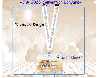 JW Lanyard: 2026 Eternal Happiness Convention - 5 Designs - Name Card - Most Languages - JW Gifts