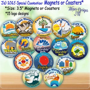 JW 2025 Convention Magnets or Coasters: 15 Logo Designs
