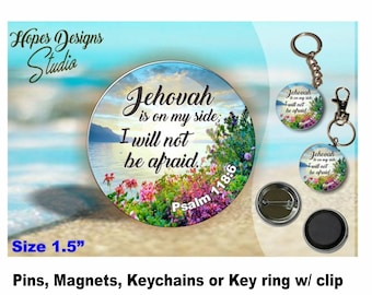 JW Pin, Magnet, Keychain, Key Ring with Clip - 1.5" - JW Gifts