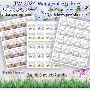 JW 2024 Memorial stickers - 3 designs/English Spanish/best life ever/jw gifts/jw ministry/jw letter writing