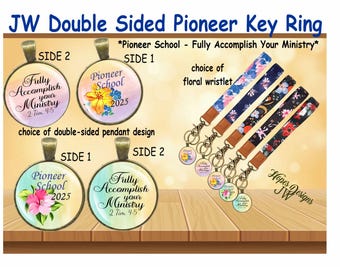 Chaveiro Escola Pioneer: Pingente Dupla Face, Pulseira Floral - JW Gift