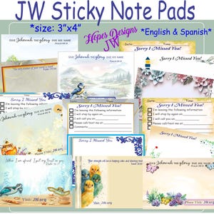 JW Ministry Sticky notes Przepraszam, że cię przegapiłem! Odwiedź jw.org/English Spanish/option zipper pouch/ministry/jw gifts/pioneer/baptism