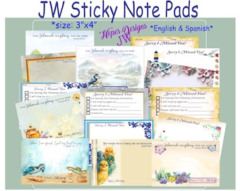 JW Sticky Notes Sorry I missed you! - JW Ministry - English Spanish