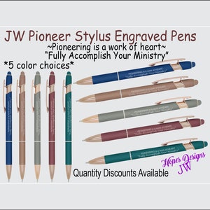 JW Pioneer stylus pens/Pioneering is a work of heart/2 Timothy 4:5/jw ministry/jw letter writing/JW gifts/pioneer gift/pioneer school