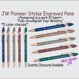 Plumas de lápiz JW Pioneer/Pionerismo es una obra de corazón/2 Timoteo 4:5/ministerio jw/escritura de cartas jw/regalos JW/regalo pionero/escuela pionera