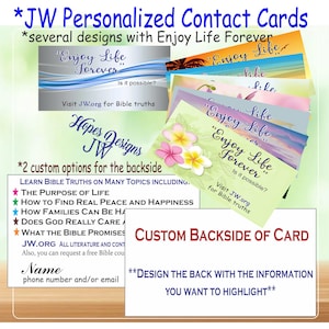 Cadeaux JW/cartes de visite « Profitez de la vie pour toujours » pour le ministère/de nombreux modèles/personnaliser/cadeau pour l'année de service pour un baptême de pionnier/la plus belle vie de tous les temps/jw.org