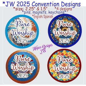 JW 2025 Convention Pin, Magnet, Keychain - Pure Worship Design