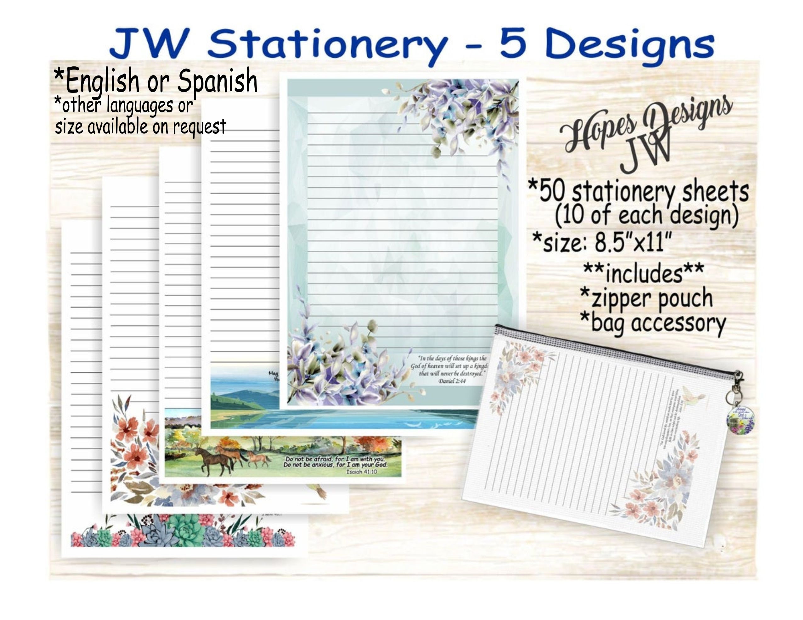 Jw Gifts Jw Stationery With Zipper Pouch 5 Designs Pack Etsy Jw Gifts Jw Stationery With Zipper Pouch 5 Designs Pack Etsy