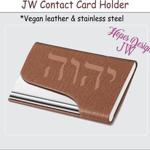 RÉDUCTION DE PRIX - porte-cartes de visite gravé au laser avec YHWH - cuir végétalien et acier inoxydable - option de personnalisation - jw Ministry