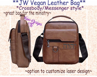 JW Ministry Bag: Engraved Vegan Leather - personalize option - Key Ring - JW Gifts