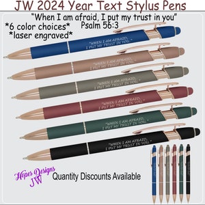 JW 2024 yeat text stylus pens - Psalm 56:3/jw ministry/jw letter writing/JW gifts/baptism pioneer elder gift/best life ever