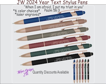 JW 2024 yeat text stylus pens - Psalm 56:3/jw ministry/jw letter writing/JW gifts/baptism pioneer elder gift/best life ever