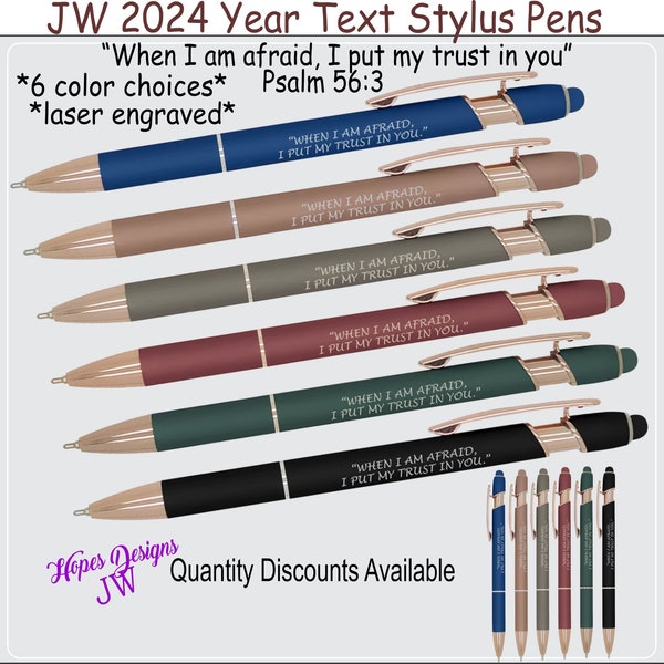 JW 2024 yeat text stylus pens - Psalm 56:3/jw ministry/jw letter writing/JW gifts/baptism pioneer elder gift/best life ever