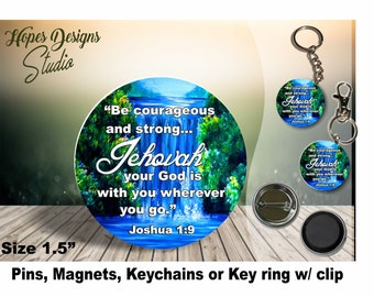 JW Pin, Magnet, Keychain, Key Ring with Clip - 1.5" - JW Gifts