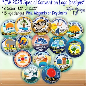 JW 2025 Convention Pin: Pure Worship Logo Designs - English/Spanish