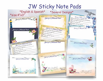 JW Ministry Sticky notes Sorry I missed you! Visit jw.org/English Spanish/option zipper pouch/ministry/jw gifts/pioneer/baptism