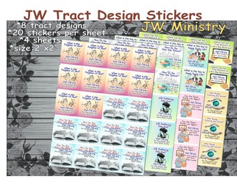 JW letter writing/2X2" stickers for the ministry/8 tract designs/5 designs/best life ever/jw gifts/pioneer baptism gift/jw letter writing