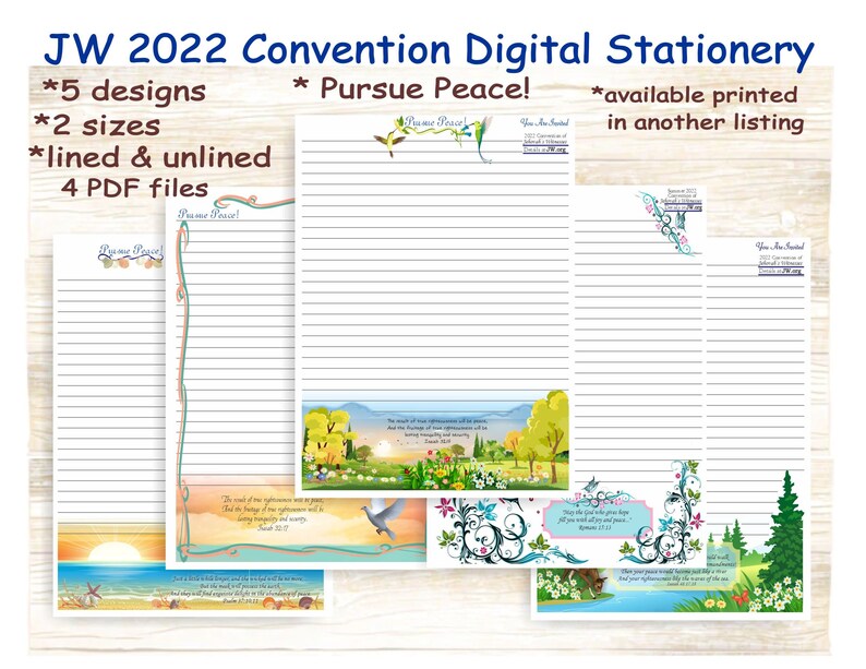 JW 2022 Pursue Peace Convention Digital Stationery 5 Etsy Australia