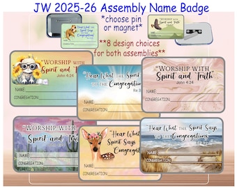 JW Circuit Assembly Name Badge - 8 Designs, Pin or Magnet