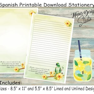 JW SPANISH cancelleria per scrivere lettere - download istantaneo/design pappagallo e fiori gialli/forniture ministeriali jw - stampa a casa/PDF/file digitale