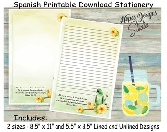 JW SPANISH letter writing stationery - instant download/parrot & yellow flowers design/jw ministry supplies - print at home/PDF/digital file