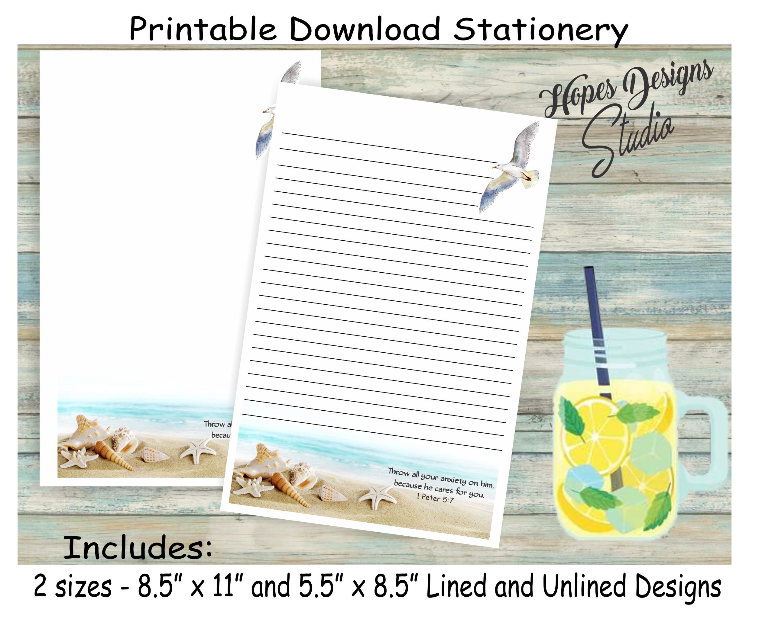 Beach Shells Stationery: JW Letter Writing Paper (PDF & Word)