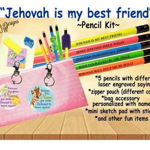 JW Gifts/laser engraved pencil set - Jehovah is my best friend/JW kids ministry/jw letter writing/jw activity/jw boys girls pencils