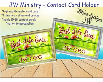 JW gifts/Ministry contact cardholder/Best Life Ever ladybug design/personalize/pioneer baptism service year gift/business card case/jw.org
