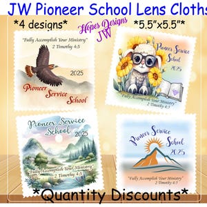 JW Pioneer Service School Lens Cloths - 4 Designs (5.5&quot;x5.5&quot;)