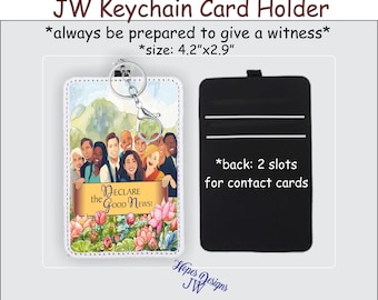 JW Declare the Good News vegan leather keychain card holder - jw gifts - pioneer baptism convention gift - best life ever - jw ministry