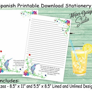 JW SPANISH lettera scrittura cancelleria - download istantaneo/colibrì disegno floreale/forniture ministero jw - stampa a casa/PDF/file digitale